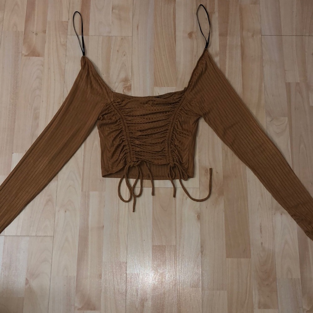 Forever 21 Light brown ruched shirt long sleeve